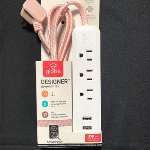 Globe electric power cord pink color with USB